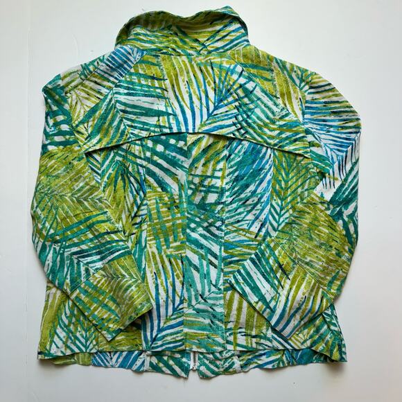 Ruby Rd Linen Zip Up Jacket Tropical Hawaiian Casual Grandma Coastal Florida - Picture 9 of 10
